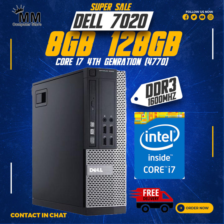 Core i7 4th Gen 4770 Uptp 3.9Ghz 8Threads Dell Optiplex 7020 Desktop Computer With 8GB\12GB\16GB Ram , 128GB M.2 SSD