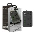 Original LDNIO Power Extension Board with USB Port,3 Way High Quality Electric Extension Lead Universal International Socket & Smart 6 USB Charging Ports 3.4AFast Charging Station 10A 2500W With Built-In Power Switch,. 