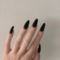 Y2K Star Press on Nails Gradient Black Nails Medium Length Square False Nails Moon Designs for Women Girls Party Daily Use. 