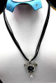 stainless steel &Blue Crystal Rhinestone Pendant Black dori Necklace For girl women high quality black. 