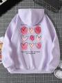 Classy Stylish Colorful Hearts Print Kangaroo Hoodie. 