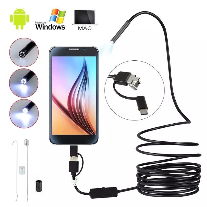 Endoscope Camera HD With 6 LED Soft Cable Waterproof Inspection Borescope For Android PC 3.5M 7mm