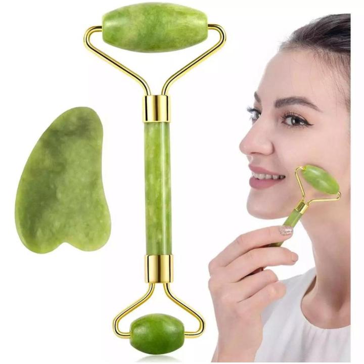 Jade Roller and gua sha- Jade Face Roller - Face Roller: Jade - Face Massager, Anti-Aging Tool, Facial Roller for Face, Eyes, Neck - Authentic, Durable, Noiseless Design MUILTICOLOR