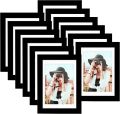 Black Frame – Modern Wood Grain Texture with Polished Glass – Minimalist Tabletop & Wall Mount Photo Frames for Home & Office Decor. 
