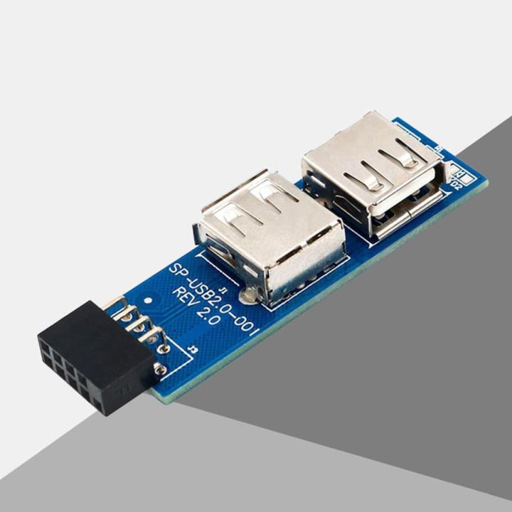 Usb Hub 9pin Pc Host Internal Motherboard Usb 2.0 Hub 9pin To 2 Port Usb A Female Splitter Converter Board Extender Card New