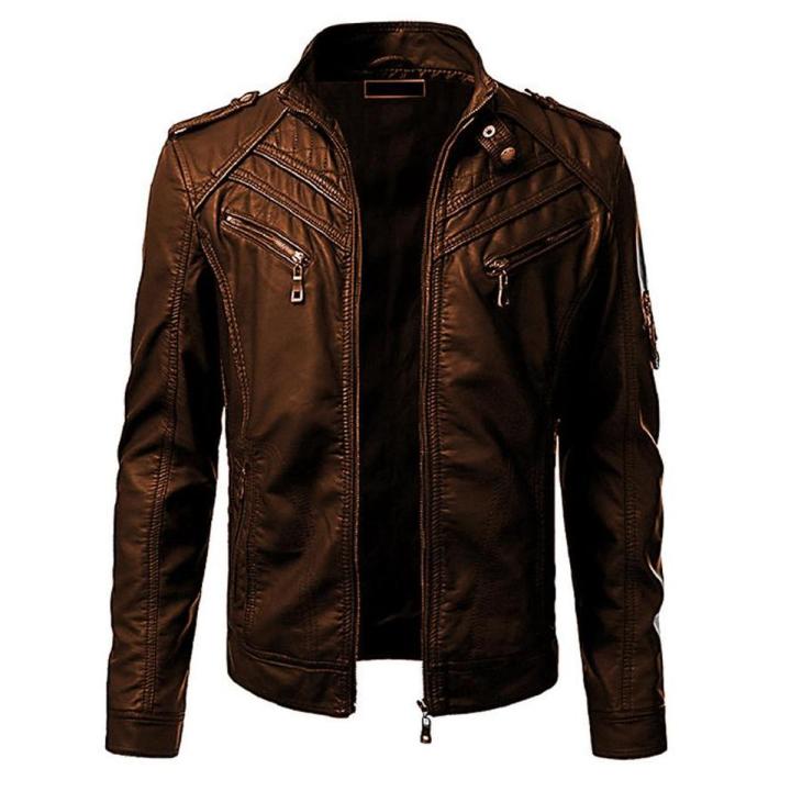 Shop Mart Brown Faux Leather Jacket For Men