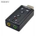 Pack Of 3 Mini External USB Sound Card 7.1 CH 3D Audio Adapter With 3.5mm Headset Jack For PC And Notebook. 