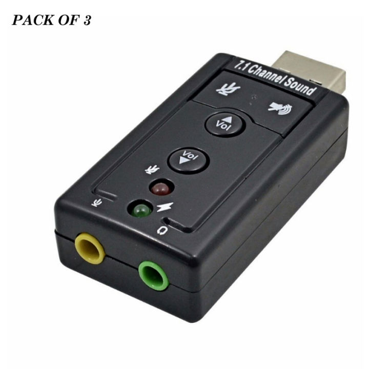 Pack Of 3 Mini External USB Sound Card 7.1 CH 3D Audio Adapter With 3.5mm Headset Jack For PC And Notebook
