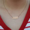 Gold Year Necklaces Number Date Of Birth Necklace Jewelry 2000 2001 2002 2003 2004 2005 Collier Femme bf. 