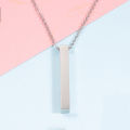 Geometric 3D Vertical Bar Pendant Locket With Silver Beads Chain Necklace Set For Girls Women Men Ladies Couples Unisex Friendship Mens Boys Nacklace -  Couple Best Friend Ship Stick. 