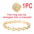 2 In 1 New Creative Magic Stretchable Ring Bracelet For Women Charm Shiny Crystal Retractable Bracelets Rings Jewelry Gift. 
