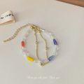 New Color Dopamine Crystal String Beads Double Layer Twin Bracelet Sweet Girly Pearl Geometric Bracelet All-Match. 