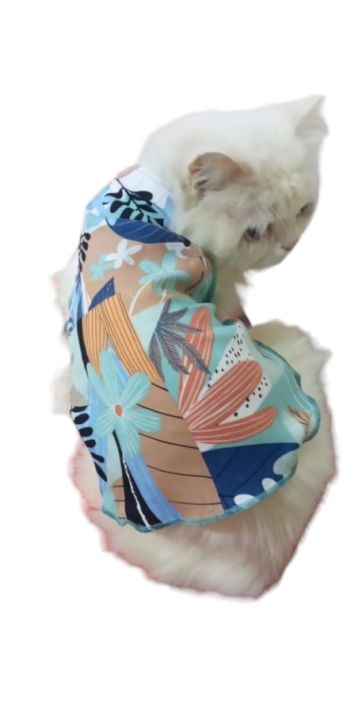 Cat Beach Blue Shirt - Small