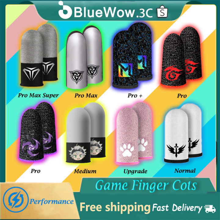 BlueWow Gaming Mobile Game Thumb Gloves ProMaxSuper Series Sterling Silver Double Pin 86 Pin Sweat-proof Thumb Gloves Suitable for PUBG MLBB Touch Screen Mobile Game