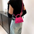 Simple Solid Color Crossbody Bag Button PU Shoulder Bag Indentation Mini Handbag Women. 