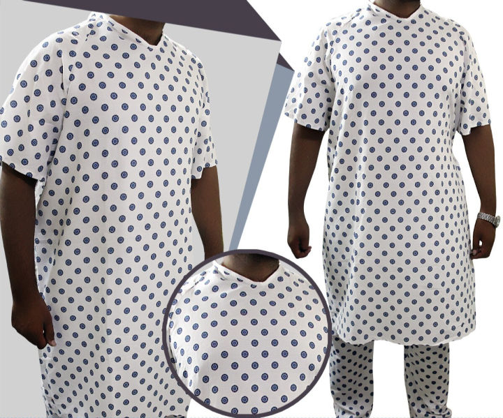 Patient Dress gown with trouser Cotton Blend Unisex Hospital Gown, Washable Fits Sizes up to 2XL made in pakistan