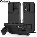 Quiberk for Infinix Note 11 / Note 12 G88 Phone Case Slide Camera Cover Kickstand Hard Shockproof Armor Back Casing. 