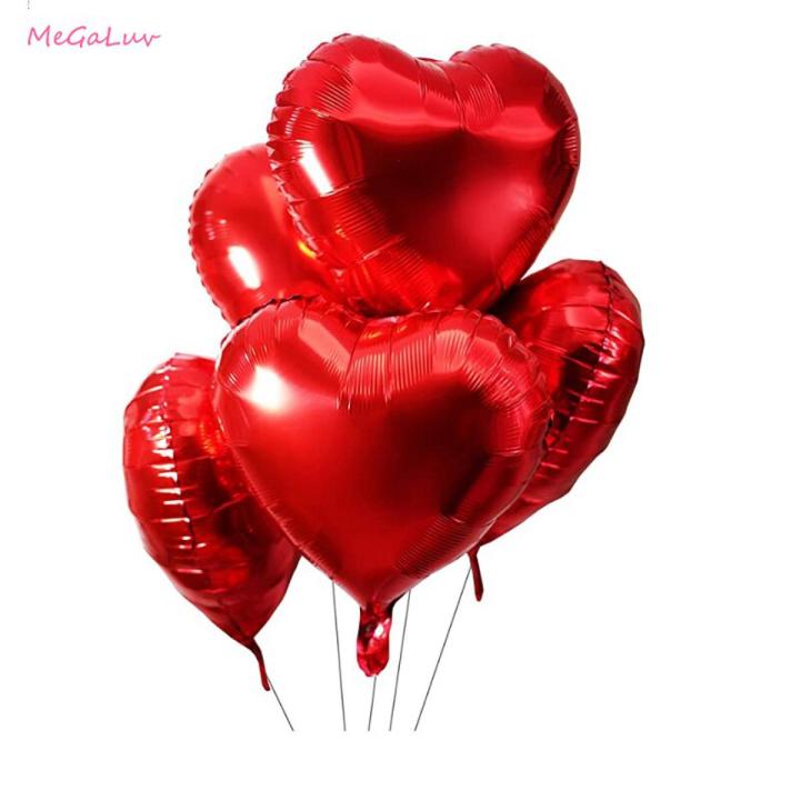 5 Large Size Red Heart Foil Balloons For Anniversary , Birthday & Party Decoration
