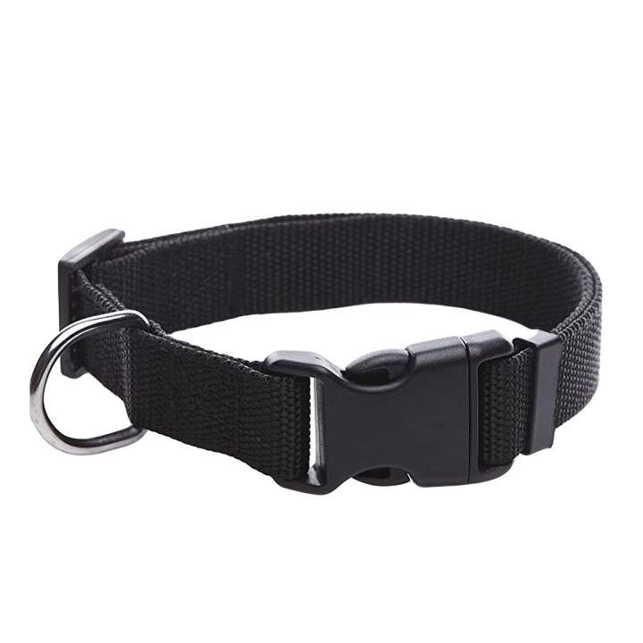 Dog Neck Nylon Black Clip Collar - Adjustable