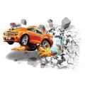3D Self-adhesive Car Break Through the Removable Wall Stickers Decals Room Decor. 