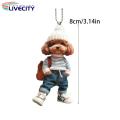 Dog Hanging Decoration Adorable Dog Man Acrylic Hanging Decoration for Christmas Tree Car Cute Puppy Ornament for Home Car Rearview Mirror Buyers' Favorite Lifelike Dog Pendant. 