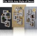 Wooden Intersecting Wall Shelves for Living Room, Bedroom | MDF Floating Wall Mount Shelf / Rack / Stand / Showcase for Home Decor - Wall Hanging Storage Unit, Set of 5. 