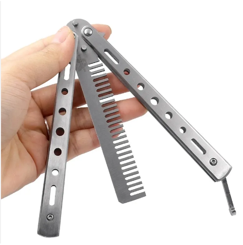 "Folding%20Butterfly%20Comb%20%E2%80%93%20Balisong%20Training%20Knife%20Style%20Foldable%20Pocket%20Comb%20%E2%80%93%20Portable%20EDC%20Fidget%20Comb%20for%20Hair%20Styling%20and%20Tricks"%20-%20Image%208