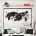 3D World Map Wall Clock, Glow In The Dark Night Wooden World Map Wall Clock, Personality home world map clock, Creative modern silent clock, Acrylic World Map Wall Decor for Living Room/Office/Bedroom. 