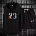 Men Hoodid Casual Multi23 Printed Sports  Sleeveless summer Track Suit. 