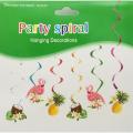 FLAMINGO THEME PARTY DECORATION SPIRALS PACK - PACK OF 6 STREAMERS AND 6 CUTOUTS. 