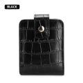 Mini PU Leather Lipstick Bag with Mirror – Crocodile Pattern, Button Closure, Travel Cosmetic Pouch. 