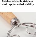 1pc Stainless Steel Handheld Manual Dough Mixer with Wooden Handle, 10.43"x2.95" Non-Stick Baking Tool, Egg Whisk for Bread Making, Pastry, and Cake. 