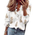 Elegant Top Pure Colors Beautiful Flower Print Women Shirt. 