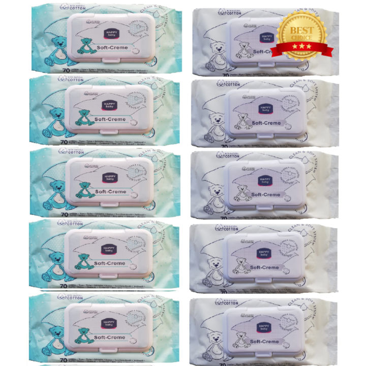 Baby Wipes pack of 10 (70 Wet Sheets Each), Soft Cream Baby Wipes, Baby Wipes, Cotton Wipes, Wet Wipes,