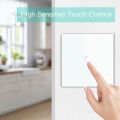 BSEED Touch Light Switch, 1-Gang 1-Way Wall Switch, Flush-Mounted Light Switch with Glass Frame, 86 mm Light Switch, White, 500 W. 