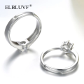 2 Pcs Pair Couple Rings set with Box for Girls and Boys lovers Silver Plated Adjustable Simple Best Gift. 