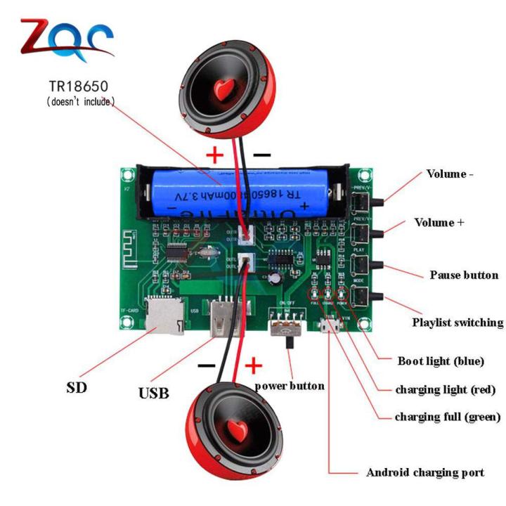PAM8403 5W+5W Dual Channel Wireless Bluetooth Receiver Audio Stereo Amplifier Module 18650 Charging Module Support TF Card DC 5V