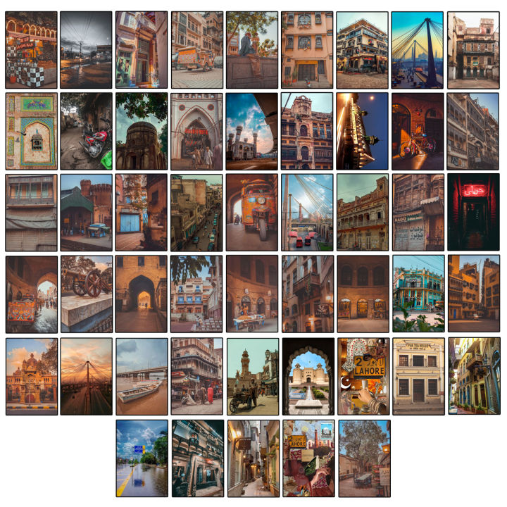 Customize Lahore Aesthetic Vintage Photocards 50 Cards Wall Collage kit 4x6" for Wall Decorate - Customize Available 50 Lahore Aesthetic Vintage Photo Cards Wall Collage kit for Wall Decoration Same As Shown