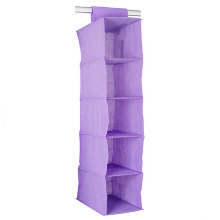 Closet Organizer Hanging Storage Bag Wardrobe Cloth Organizer 5 Layers Shelf Foldable Clothing Storage Rack Shelves