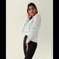 Bohemian Style White Self Pattern Boat Neck Top. 