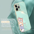 Jizetin (Free Lanyard) for iPhone 13 Back Cover Cute Dogs Luxury 6D Plating Case Side Pattern Soft Silicone Square Phone Cases. 