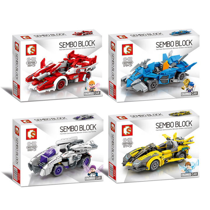 Sembo Block Car Story Series Unit Blocks on Wheels Racing Children's Toy Small Particles Compatible with Lego Assembly