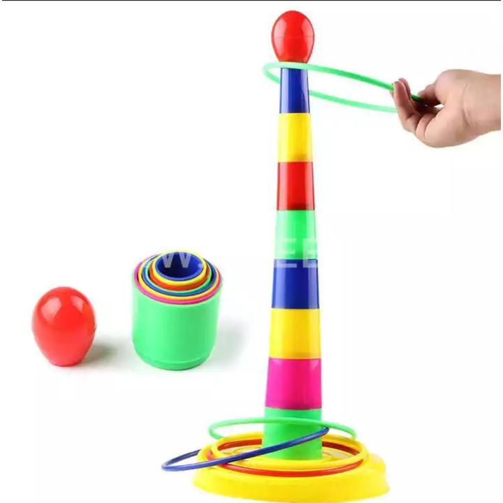 Ring Toss Quoits Hoopla Throw Game Tower Kids Toy