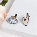 【Heartbeat Girl Store】OK ! Circle Game Meme Hand Hat Pin Middle Finger Rose Cup Emoticon Lapel pins Badges Brooches. 