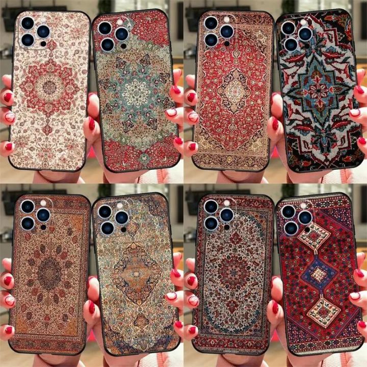 Persian Carpet Floral Pattern Phone Case For iPhone 15 12 13 Mini 11 14 Pro XS Max 7 8 Plus SE 2020 X XR Silicone Cover