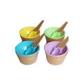 4 Pcs Set Kids/Adult Ice Cream Bowls With Plastic Spoon Ice Cream Cup. 