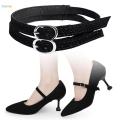 Shoe Strap Holder Anti Slip Belts Adjustable Detachable for Women Lady Shoe Accessories , suede black. 