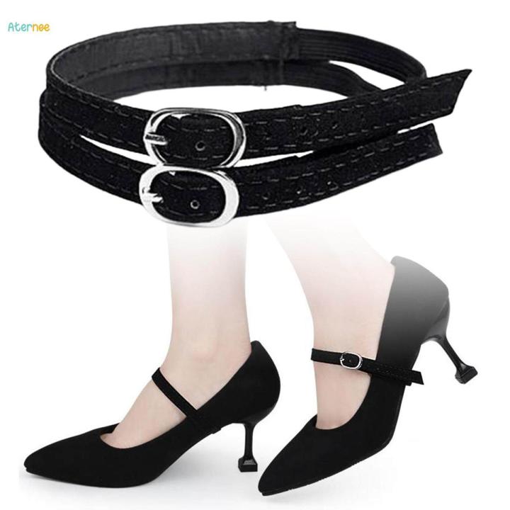 Shoe Strap Holder Anti Slip Belts Adjustable Detachable for Women Lady Shoe Accessories , suede black