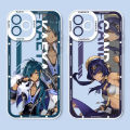 Genshin impact kaeya phone case telefoon for iPhone 13Promax 14 13 12 11 pro Max mini transparent fine hole soft cover. 
