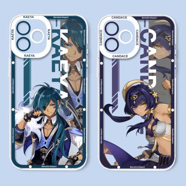 Genshin impact kaeya phone case telefoon for iPhone 13Promax 14 13 12 11 pro Max mini transparent fine hole soft cover